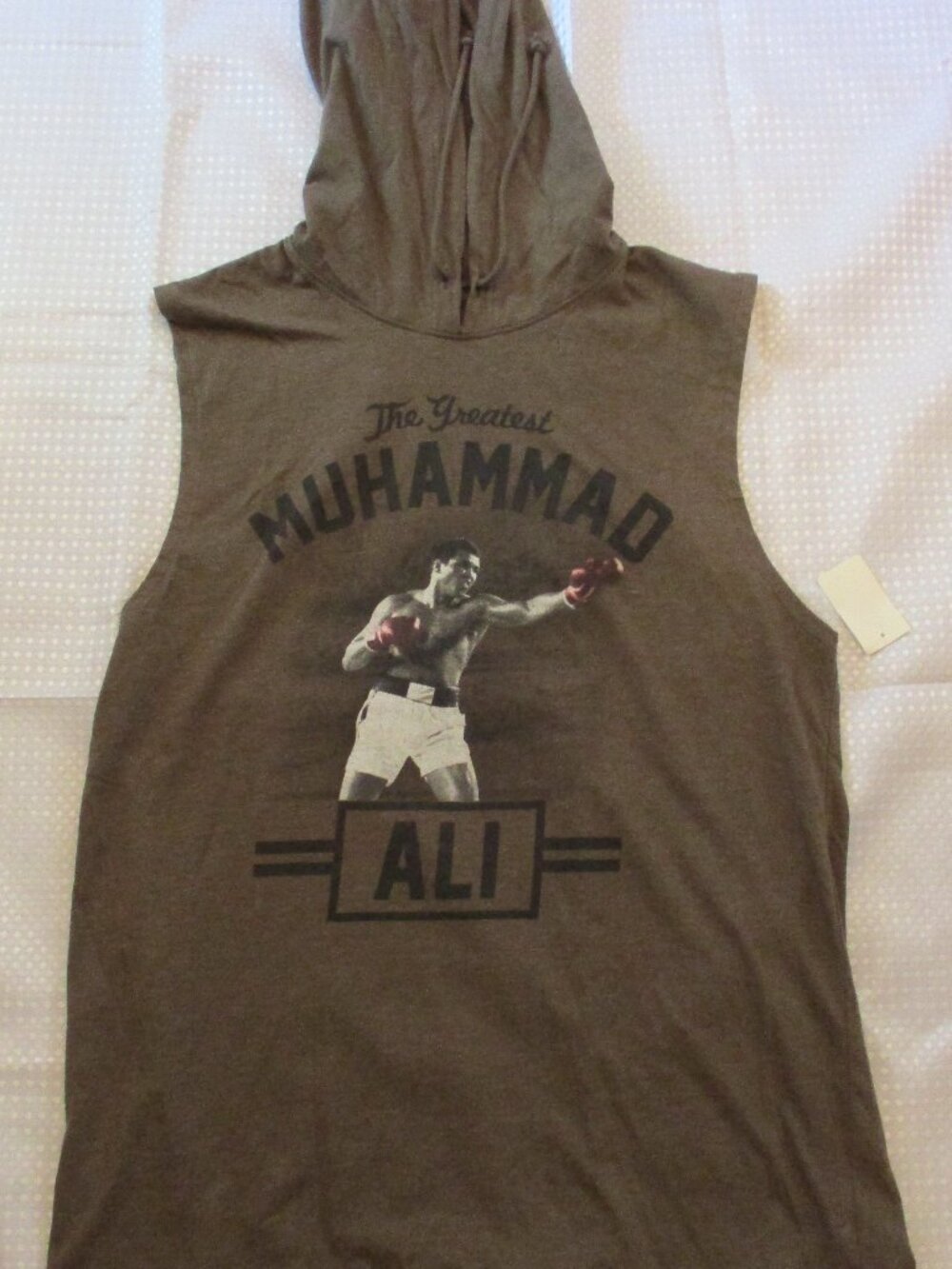 NWT Ali Ent Muhammad Ali "The Greatest" Sleeveless Graphic Brown Men's Hoodie XL